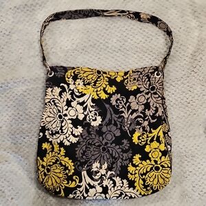 Vera Bradley Black and Yellow Floral Shoulder Bag